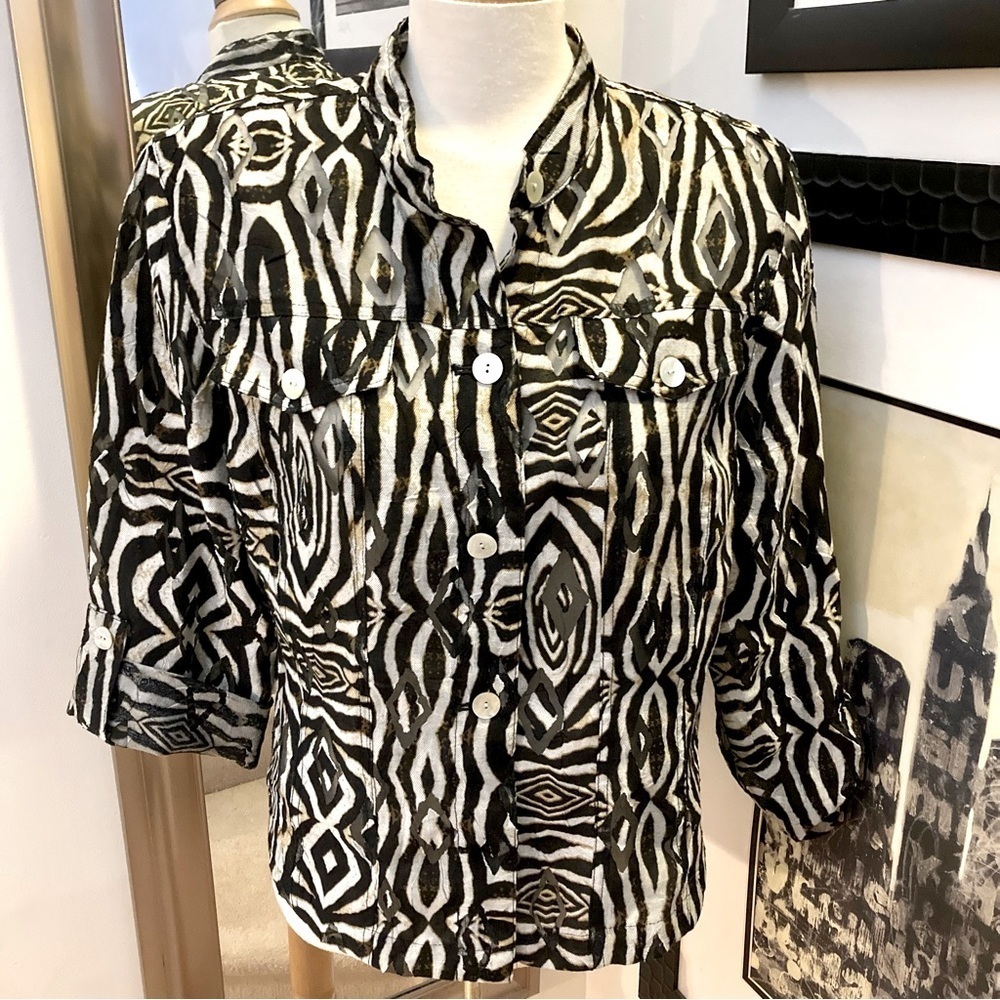 Shear burnout zebra patterned jacket